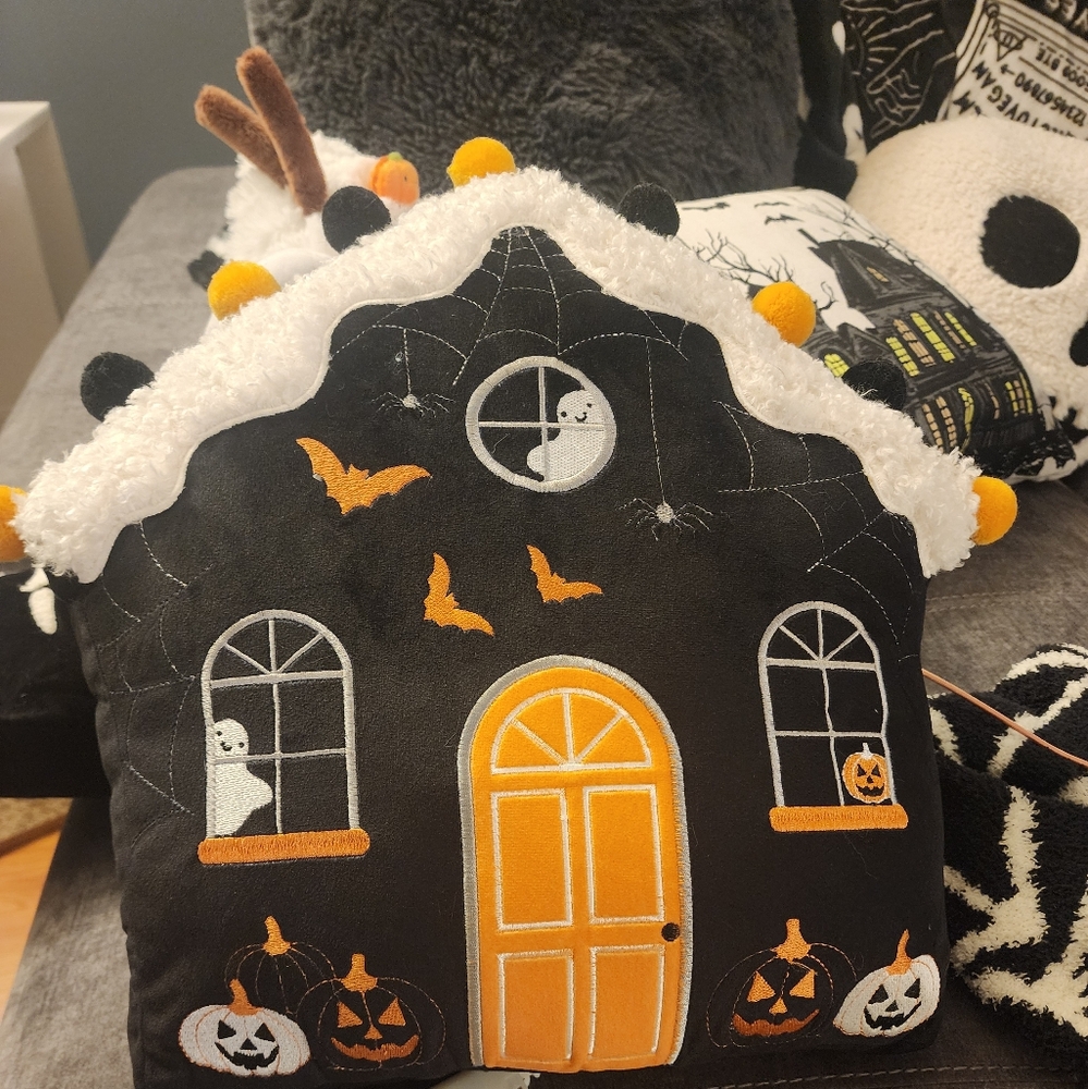 Light Up Halloween Haunted House Pillow